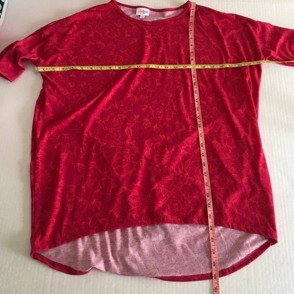 LuLaRoe Top Women’s Tunic Long Stretchy Subtle Floral Deep Red Small - Picture 5 of 10
